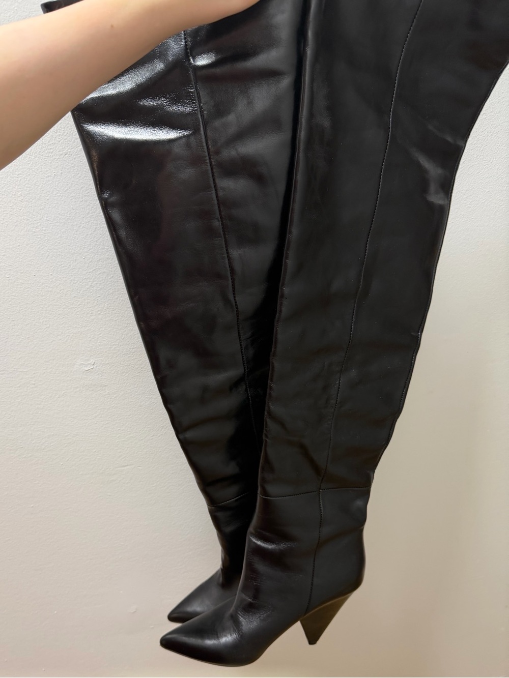Saint Laurent Paris Over-the-Knee Leather Boots – Size 39 - Picture 2 of 4